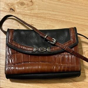 Brighton Black and Brown Croc-Embossed Leather Wallet